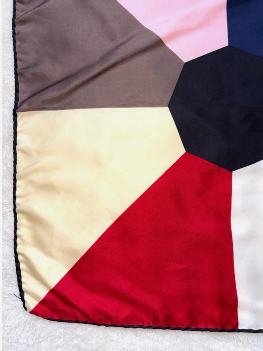 Vintage Italian Silk Scarf Geometric Colorblock Square Made in Italy